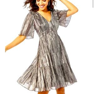 Lilly Pulitzer Racheli Crinkle Gold Dress Short- Size Small